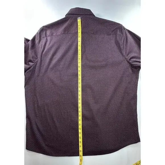 Tahari Regular Fit Stretch Dress Shirt Maroon Mens 2XL - Picture 3 of 8